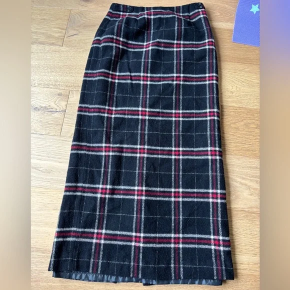 VTG 90’s Talbots wools blend plaid maxi/midi skirt womens 4 - Picture 1 of 5